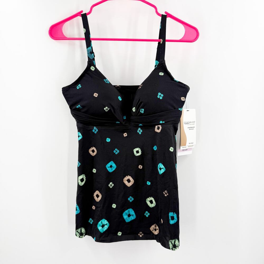 CONTOURS BY COCO REEF Tankini Top Size 8/32D NWT Black Underwire Shapemaker - Picture 3 of 16